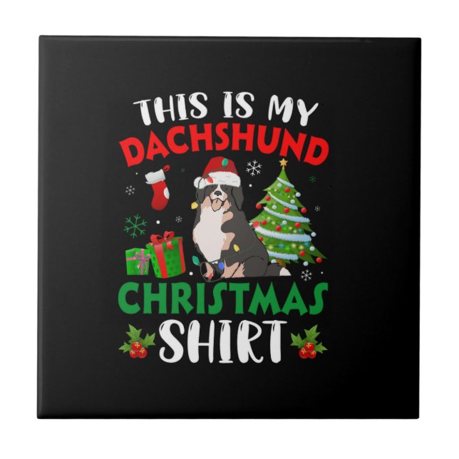 Azulejo estos son mis navidades de dachshund (Frente)