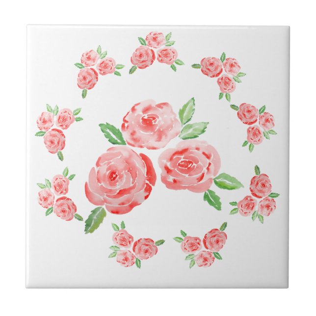 Azulejo Estos son rosas acuarelas elegantes (Frente)