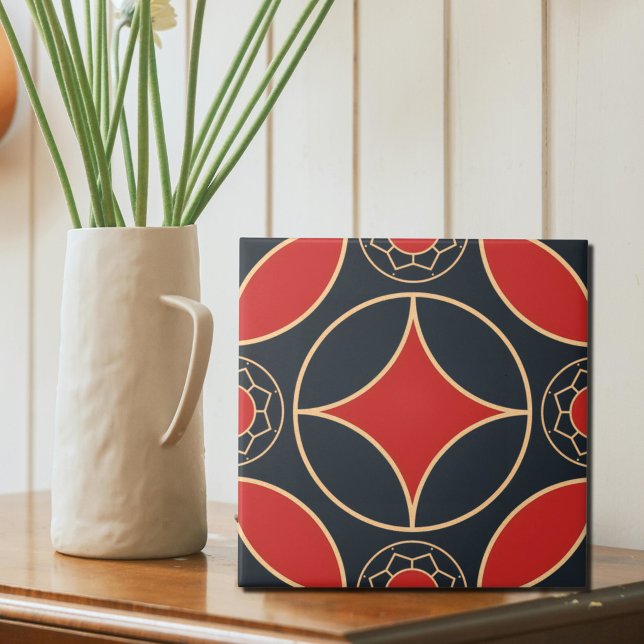 Azulejo estrella art déco en rojo y negro (Subido por el creador)