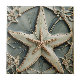 Azulejo Estrella Art Nouveau Faux Relief Ocean Starfish Se