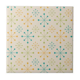 Azulejo Estrella Atómica de mediados de siglo Naranja Verd