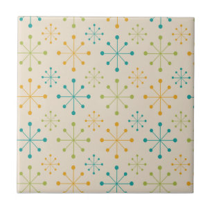 Azulejo Estrella Atómica de mediados de siglo Naranja Verd