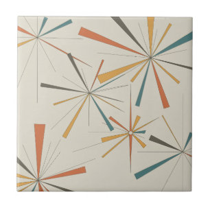 Azulejo Estrella Atómica Geométrica Retro de Medianos de S