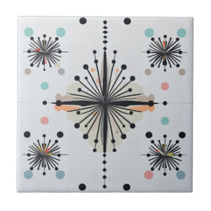 Azulejo Estrella Atómica Retro Moderno de Mitad de Siglo