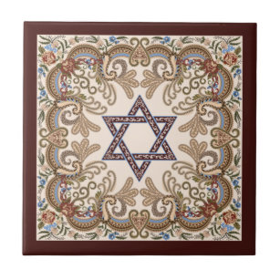 Azulejo Estrella de David Elegant Vintage Damask Arte Judí