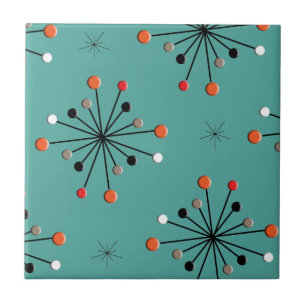 Azulejo Estrella de la Esfera Atómica Burst Retro Patern 