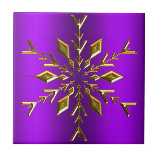 Azulejo Estrella de los Navidades de oro en morado (Frente)
