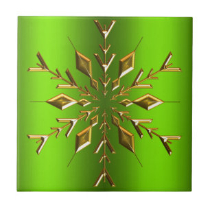 Azulejo Estrella de los Navidades de oro en verde