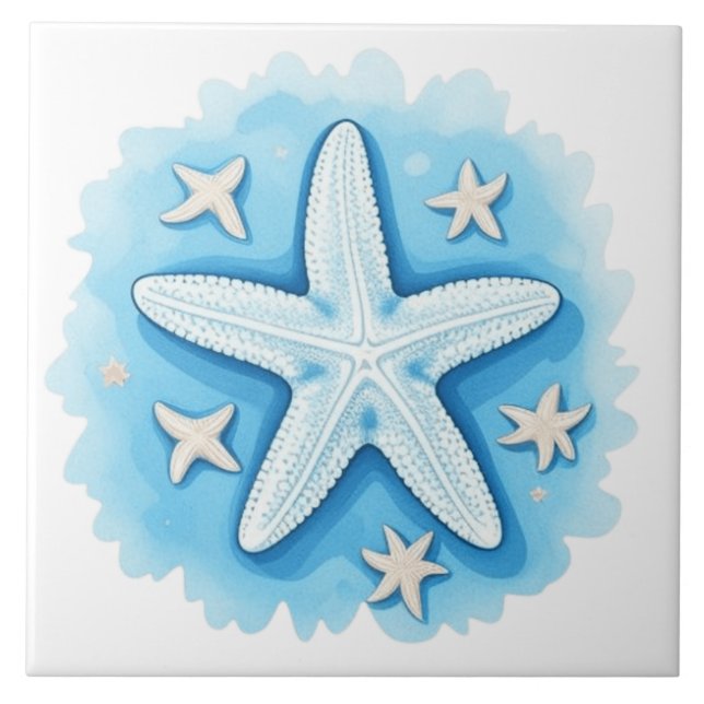 Azulejo Estrella de mar en azul (Frente)