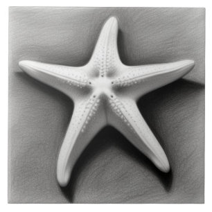 Azulejo Estrella de mar en blanco y negro