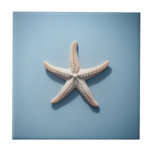 Azulejo Estrella de mar exótica con fondo azul negro
