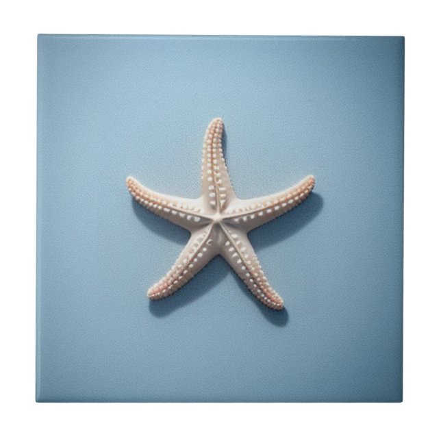 Azulejo Estrella de mar exótica con fondo azul negro (Frente)
