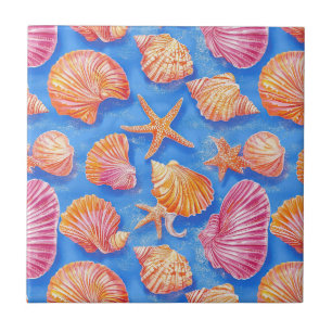 Azulejo Estrella de Mar Negrita Náutica Naranja Magenta Az