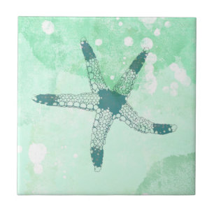 Azulejo Estrella de Mar Playera Acuarela Azul