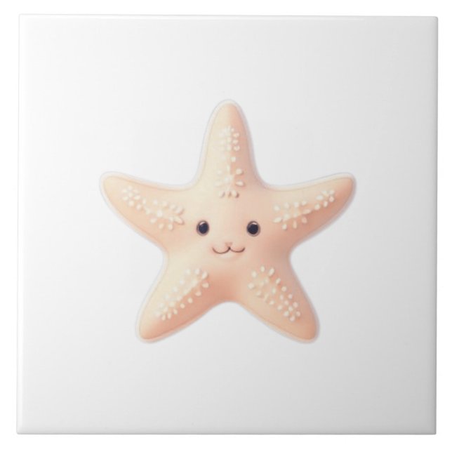 Azulejo Estrella de mar rosa linda (Frente)