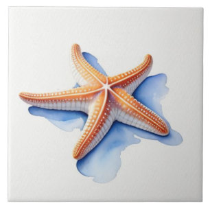 Azulejo Estrella de mar y silueta azul