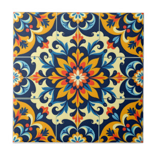 Azulejo Estrella de mosaico mexicana Naranja amarillo azul