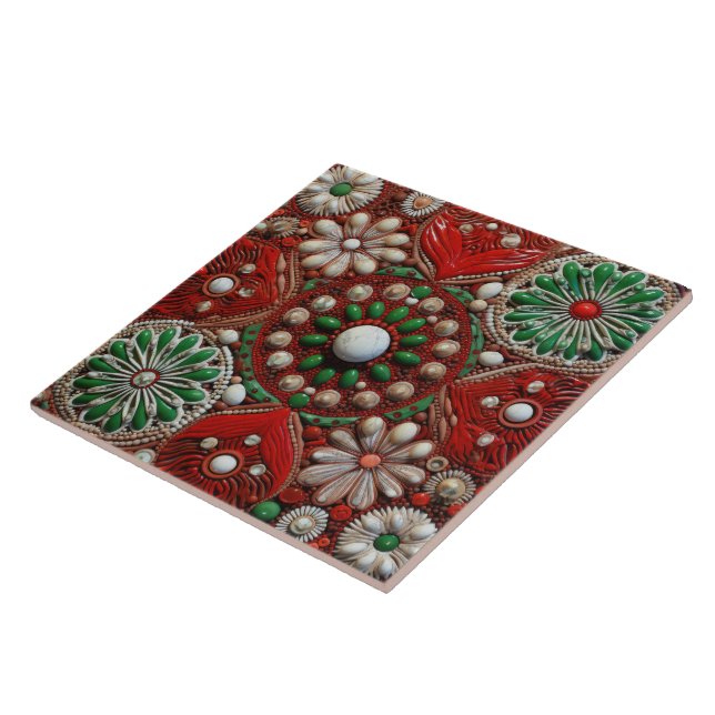 Azulejo Estrella de Navidades españoles con pintura a mano (Lado)