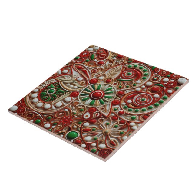 Azulejo Estrella de pintura a mano de Navidades españoles  (Lado)