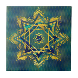 Azulejo Estrella decorativa de oro de Lakshmi -