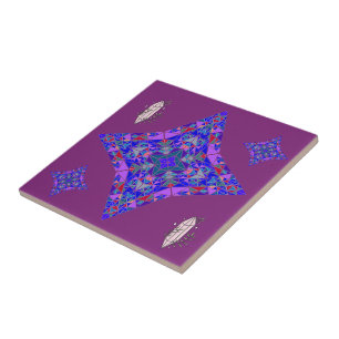 Azulejo Estrella espiritual Mandala Cristales morados rosa