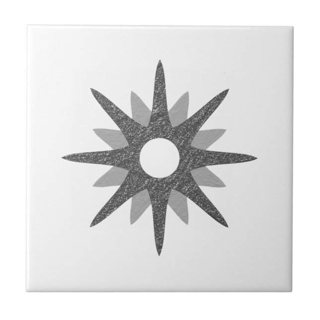Azulejo Estrella Explosiva de Cerámica Plateada Única de E (Frente)