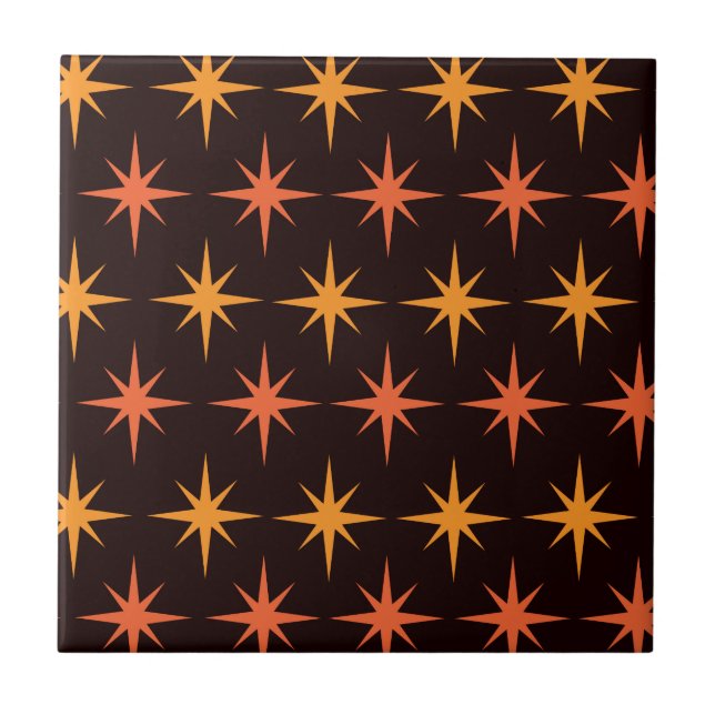 Azulejo Estrella explosiva naranja y ámbar Moderno de medi (Frente)