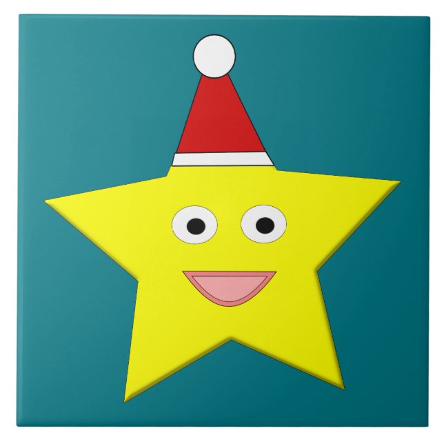 Azulejo Estrella feliz de Navidades pequeños (Frente)