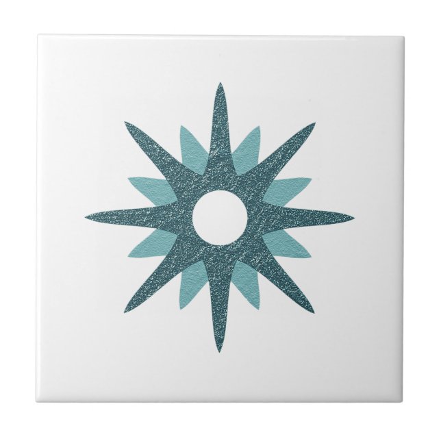 Azulejo Estrella Fugaz Turquesa Única Moderno de Medianos  (Frente)