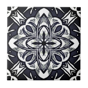Azulejo Estrella geométrica de acuarela en gris y blanco g