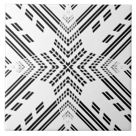 Azulejo Estrella geométrica en blanco y negro