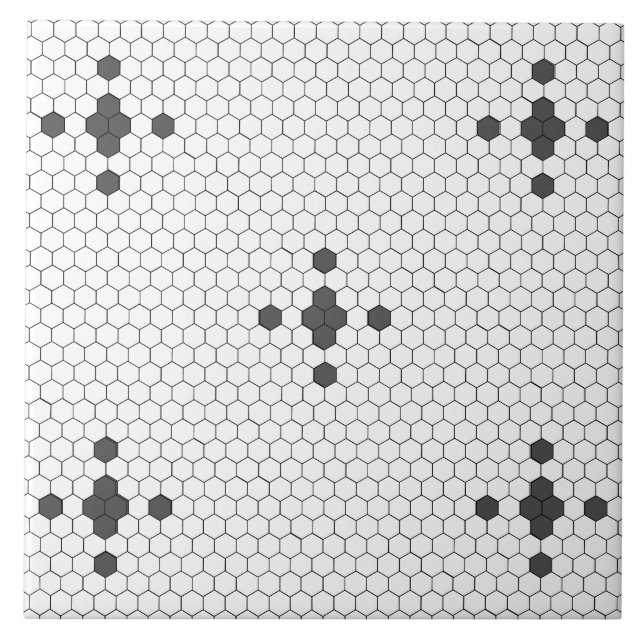 Azulejo Estrella gris de 4 puntas Faux Penny Tile Hexagon  (Frente)