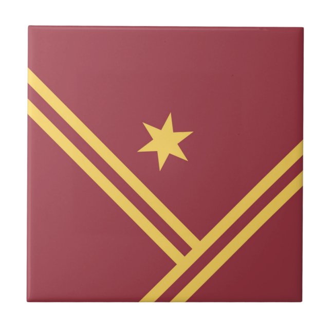 Azulejo Estrella maroon Gold Diagonal Stripes Star Gráfica (Frente)
