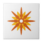 Azulejo Estrella moderna de Naranja rojizo de mediados de<br><div class="desc">Diseño de inspiración moderna de mediados de siglo con estreno rojo-naranja retro vintage sobre fondo blanco. Diseño sencillo y moderno.</div>