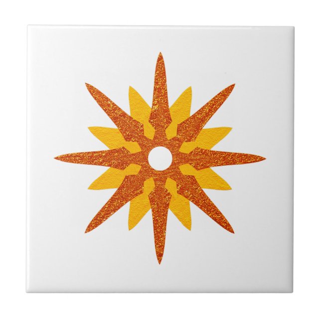 Azulejo Estrella moderna de Naranja rojizo de mediados de  (Frente)