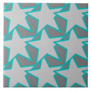 Azulejo Estrella moderna geométrica, gris y turquesa