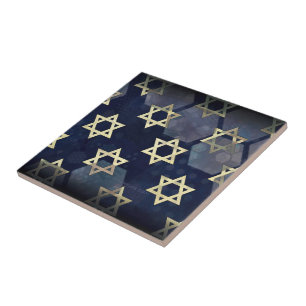 Azulejo Estrella múltiple Happy Hanukkah de SlipperyJoe de