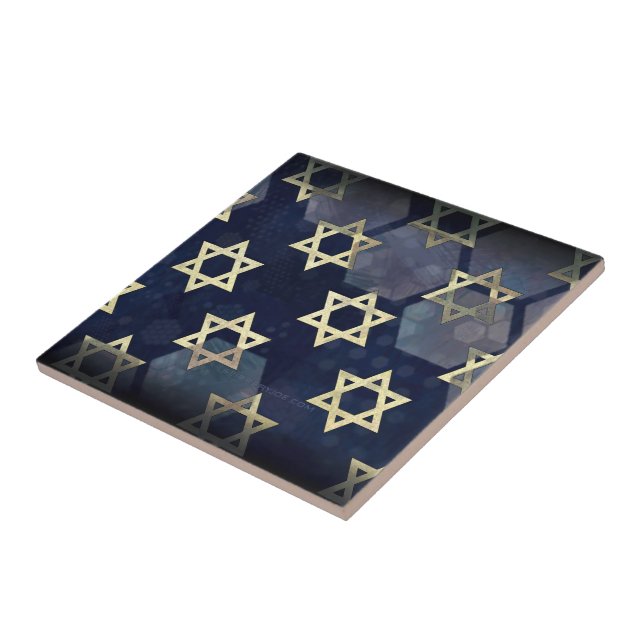 Azulejo Estrella múltiple Happy Hanukkah de SlipperyJoe de (Lado)