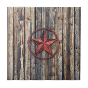 Azulejo Estrella rústica y tableros de madera (rojos)