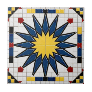Azulejo Estrella Tradicional Azul y Amarillo de Zellij Mar