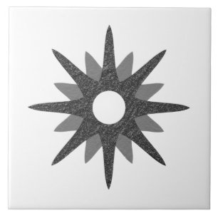 Azulejo Estrella Única de Plata de mediados de siglo   Gra