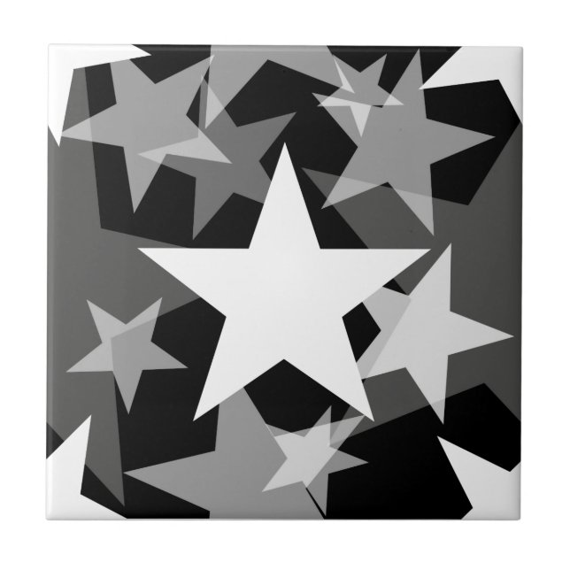 Azulejo Estrellas 3 blancos y negros (Frente)