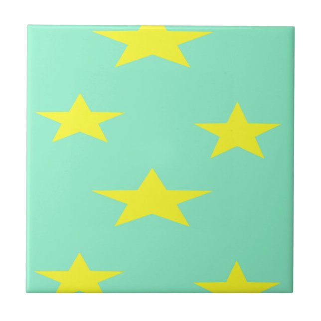Azulejo Estrellas amarillas en turquesa (Frente)
