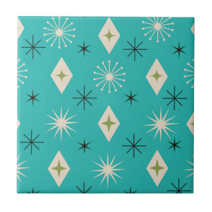 Azulejo Estrellas atómicas de mediados de siglo con diaman