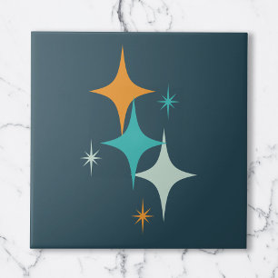 Azulejo Estrellas Atómicas de mediados de siglo en verde a