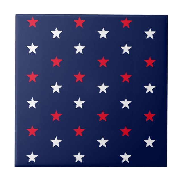 Azulejo Estrellas azul marino rojo patriótico 4 de julio (Frente)