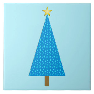 Azulejo Estrellas azules, árbol navideño moderno