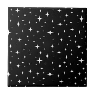 Azulejo Estrellas blancas en el cielo negro Tile cerámico