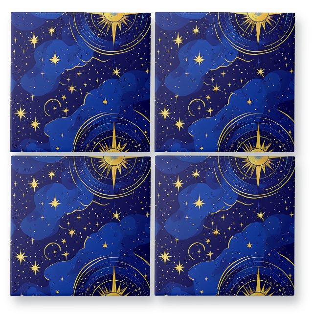 Azulejo Estrellas de Astrología Azul y Oro y cielo (Subido por el creador)