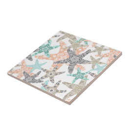 Azulejo Estrellas de cerámica de patrón sin foco Starfish